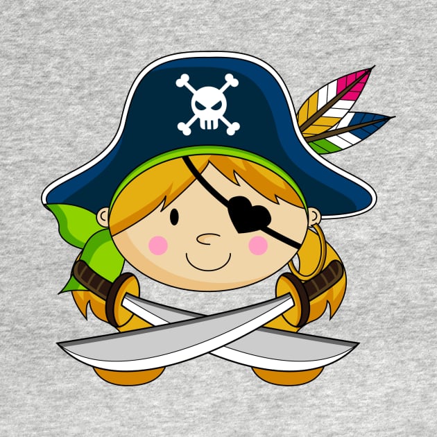 Cute Cartoon Pirate Girl by markmurphycreative